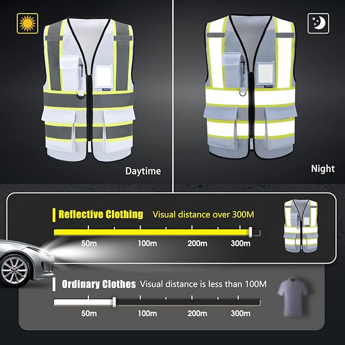 AYKRM Custom Logo Personalised Printed High Visibility Reflective 2 two tone work construction Safety Vest