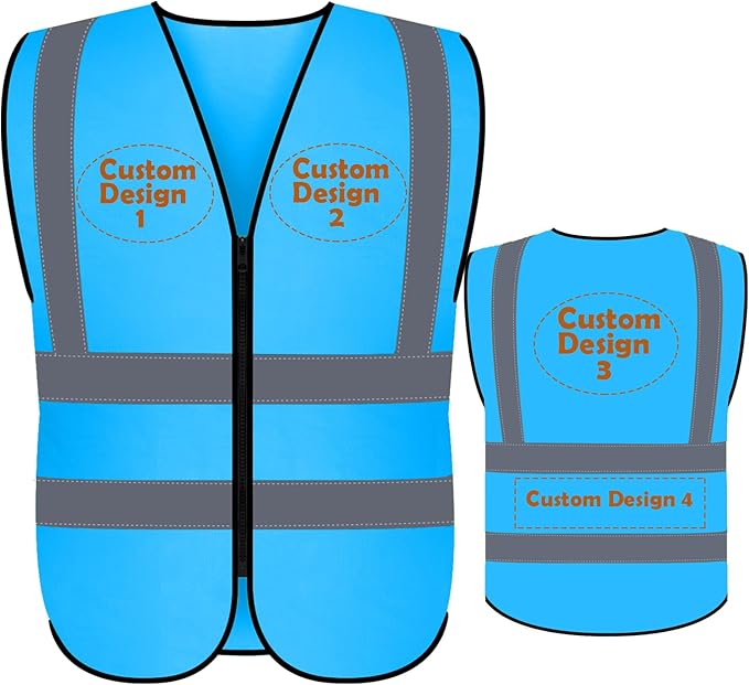 BeautyWill Custom Safety Vest Customized Logo Class 2 High Visibility Reflective Vest with Pockets Construction workwear