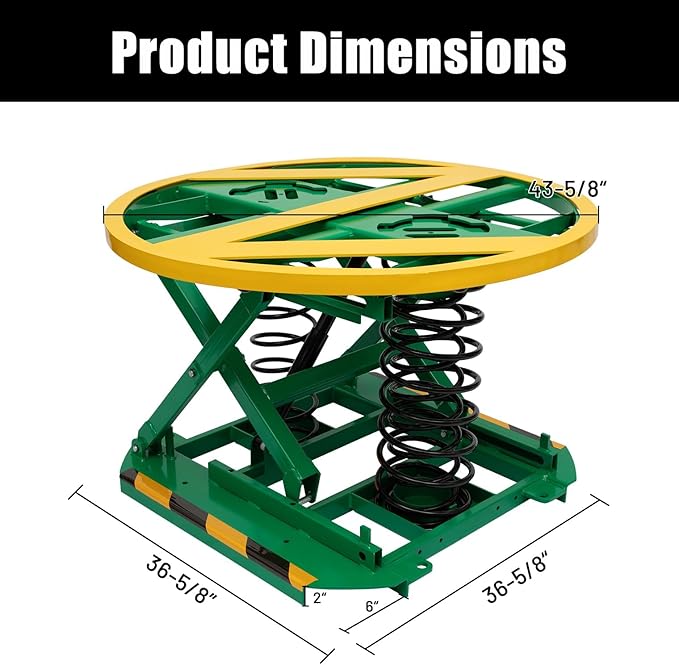 Spring-Actuated Pallet Carousel Skid Positioner, 4500lbs Capacity 26" Lifting Height for Material Handling, Spring Pallet Level Loader, Transportation and Freight Lifting