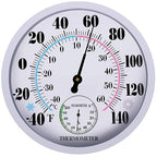 Indoor Outdoor Thermometer Hygrometer, Lirches Outdoor Thermometer Large Numbers, Decorative Outdoor Thermometers for Patio, No Battery Needed Wall Thermometer Round 10" in Diameter
