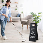 Kigley 2 Pcs Wet Floor Sign, 24 Inch Stainless Steel Caution Wet Floor Sign Double Sided Portable Foldable Bilingual Safety Warning for Hotel Market Restroom Restaurant Office (Black)