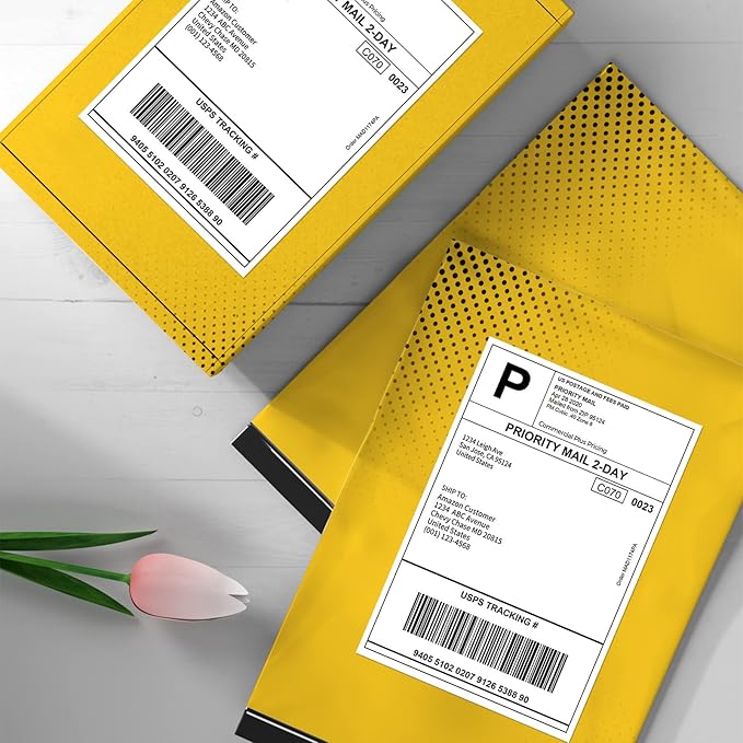 FungLam 4"x6" Direct Thermal Shipping Labels, Perforated and Strong Adhesive Thermal Label, Fanfold 4"x6" Mailing Labels for Munbyn, Rollo, Polono Direct Thermal Printers, 1000 Labels