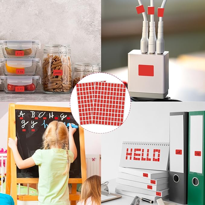 Starboling Color Coding Labels,3000 PCS 1/2" x 3/4" Red Rectangular Colored Labels Stickers,for Garage Sale,Price Tags,File Folder Tabs,and Classroom Organization