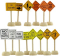 Attatoy Toy Wooden Road Construction Traffic Sign Set; Street Signs Small Toy Cars and Other Diecast Vehicles & Wood Cars & Toys