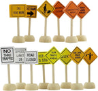 Attatoy Toy Wooden Road Construction Traffic Sign Set; Street Signs Small Toy Cars and Other Diecast Vehicles & Wood Cars & Toys