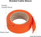 MECCANIXITY Braided Cable Sleeves Heat Shrinkable Fabric Sleeving, 7/8" 10ft Orange 2:1 Ratio Heat Shrinkable Cord Protector for Harness Cable, Network Cable Protection, Cable Management