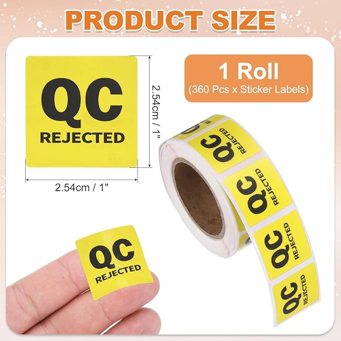 PATIKIL 360 Pcs 1 Roll QC Hold Labels, 1 Inch Square Inventory Control Adhesive Round Labels Food Service Quality Control Stickers for Warehouse Management Inspection, Yellow