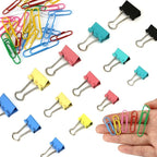 Paper Clips Binder Clips, 400 Pcs Colored Office Clips Set, Assorted Sizes Colored Paper Clips and Binder Clips Set Great for Document Organizing