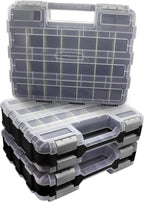 Double Side Tool Box Organizer, Hardware Storage Box, Portable Small Parts Organizer with Removable Plastic Dividers for Screws, Nuts, Nails, Bolts, Gray