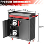 Metal Garage Storage Cabinet with Wheels,Lockable Storage Cabinets with Adjustable Shelf,Steel Tool Locker with Pegboard and Handle for Garage,Warehouse