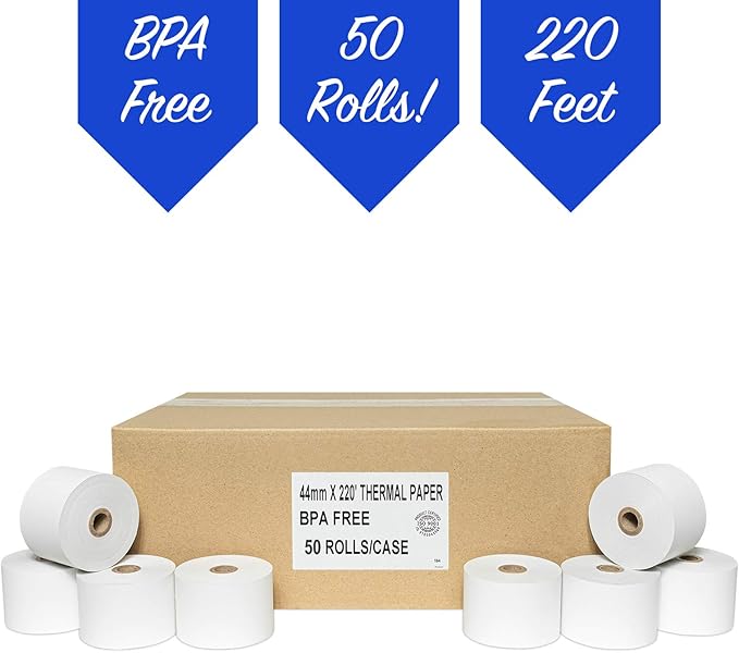 50 Rolls - 44mm x 220' Thermal Paper (Sharp XE-A401)