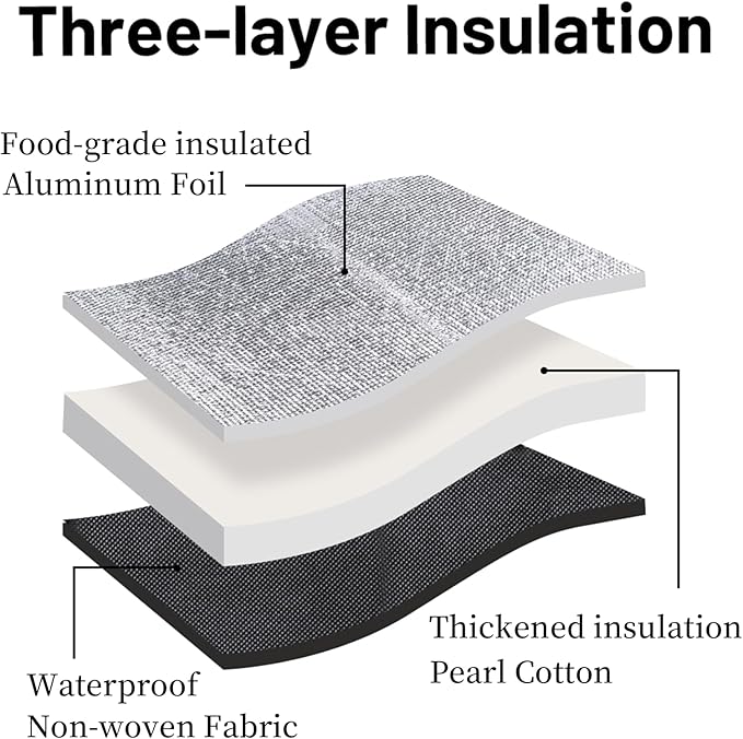 Bodaon Insulated Food Delivery Bag With Hard Bottom, XL Pizza Cooler Bags, Rideshare Delivery Bag, Thermal Cold/Hot Styrofoam Carrier for Travel/Shopping/Catering/Car