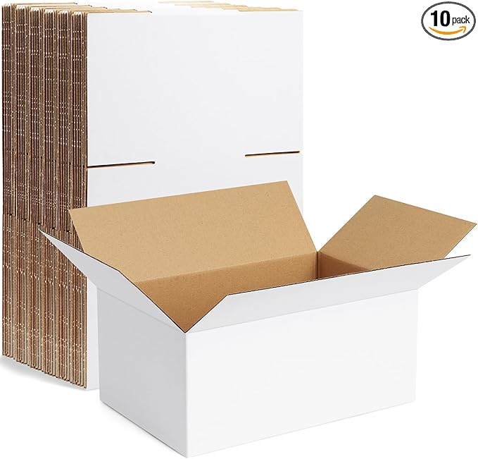 Famagic 10 Pack 9x6x4 Inch Small Shipping Boxes White Corrugated Cardboard Boxes Mailer for Small Business, Mailing Boxes for Packaging Bulk