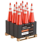 GECCO ™ (108 Cones per Pallet) 36 Inch 10 Lb Heavy Tall Orange Traffic Cones in Bulk | Large Safety Cones, Orange Cones, Parking Cones, Construction Cones | PVC Plastic & Black Base - [PRO Series]