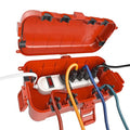 Flemoon Medium Outdoor Electrical Box (11.5x5.2x4 inch), IP54 Waterproof Extension Cord Cover w/6 Cable Entry Ports, Weatherproof Connection Box for Power Strip, Timer, Plug, Holiday Lights, Red