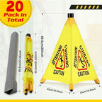 20 Pcs Pop up Wet Floor Sign with Storage Tube 20 Inch Wet Safety Signs Commercial Caution Safety Cone Pop up Caution Sign for Commercial Stores Grocery Restaurant Restroom Office Use