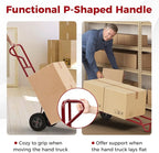 Goplus Hand Truck, P-Handle Hand Truck Dolly w/770LBS Capacity, Vertical Loop Handle, 10” Rubber Wheels, 14.5”x 8.5” Foldable Nose Plate, Heavy Duty Metal Dolly Cart for Lifting, Stairs