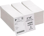 4"x6" Fanfold Direct Thermal Labels Commercial Shipping Label with Perforated line for Thermal Printers, Compatible with Zebra & Rollo Printer (3 Stacks - 6000 Labels)