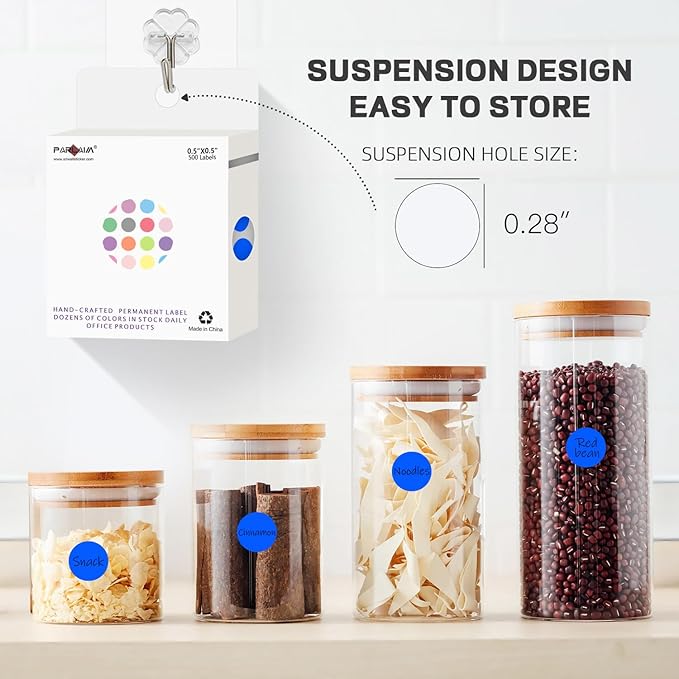 PARLAIM 1/2 Inch Round Adhesive Color-Code Dot Stickers,500 Stickers Inventory Dots Label in Dispenser Box,Blue Circle Coding Labels for Office Home (Blue)