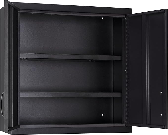 Stack-On Welded Steel 2-Door Wall Cabinet, 30" Garage Storage Cabinet with Two 65 lb. Shelves, Magnetic Door Closures & Powder-Coated Finish