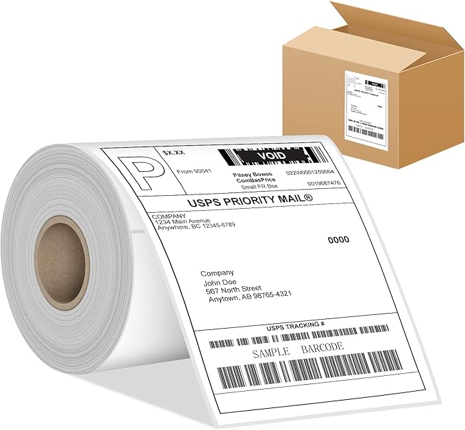 4”x6” Thermal Labels 250 Labels - BESTIKER 4x6 Shipping Labels 1 Rolls, Compatible Zebra 2844 Brother Rollo Direct Thermal Printer Label 4x6 Paper, 1” Core