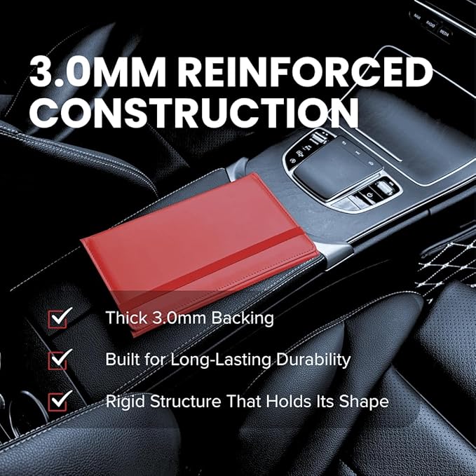 LINTRU Car Registration and Insurance Holder Trifold, Oversized Fit with Reinforced Construction, Matte PU Leather Vehicle Glove Box Organizer for Documents, Car Accessories for Men and Women