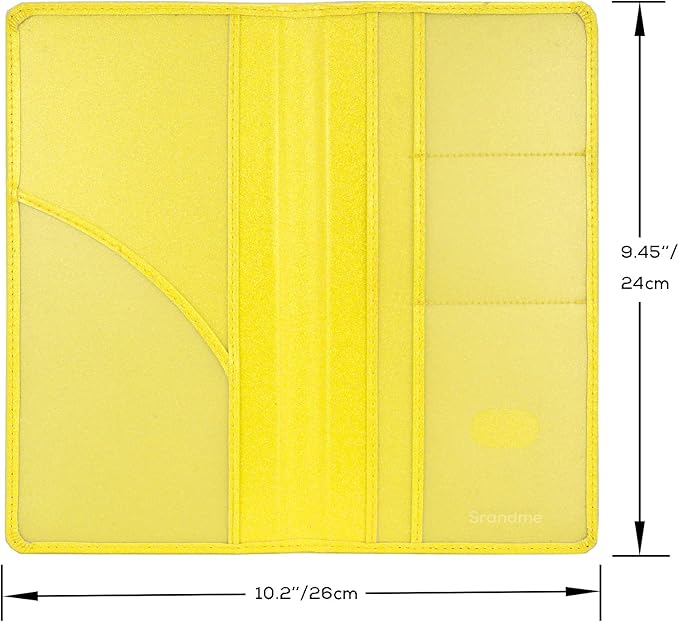 Car Registration and Insurance Holder, Leather Magnetic Shut Vehicle Glove Box Organizer for Document, Card, Driver License, Glitter Yellow