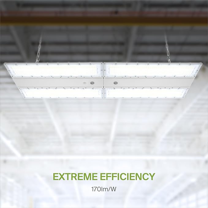 ASD LED Linear High Bay Light Fixture, Commercial Shop Lighting | 3CCT, Dimmable, Angle Adjustable, DLC Premium, UL Listed | 320W 52000LM 3500-5000K 100-277V | Warehouse, Garage, Workshop Lamp | White