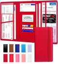 LINTRU Car Registration and Insurance Holder Trifold, Oversized Fit with Reinforced Construction, Matte PU Leather Vehicle Glove Box Organizer for Documents, Car Accessories for Men and Women