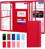 LINTRU Car Registration and Insurance Holder Trifold, Oversized Fit with Reinforced Construction, Matte PU Leather Vehicle Glove Box Organizer for Documents, Car Accessories for Men and Women