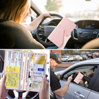 2Pack Leather Car Registration and Insurance Card Holder, Car Document Holder for Cards License with Magnetic Shut (Pink+Black)