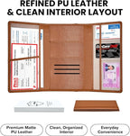 LINTRU Car Registration and Insurance Holder Trifold, Oversized Fit with Reinforced Construction, Matte PU Leather Vehicle Glove Box Organizer for Documents, Car Accessories for Men and Women