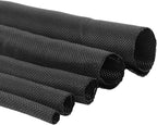 Black Braided Cable Management Sleeves Wire Loom Tubing Cord Protector Self-Wrapping (1/4"-42Feet)