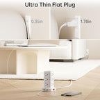 Surge Protector Power Strip Tower with Flat Plug, 10FT Ultra Thin Extension Cord with Multiple Outlets (1 USB-C), 1020J Protection，Desk Charging Station for Office, Dorm Room Essentials