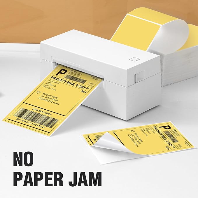 4"x6" Yellow Direct Thermal Labels, 500 Fanfold Shipping & Address Label Paper, Self-Adhesive Stickers for Thermal Printer, 1 Stack