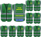 BeautyWill Custom Logo 10/20 Pack Safety Vest Class2 High Visibility Vest with Pockets Breathable Construction Vest Bulk