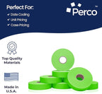 Perco Fluorescent Green 2 Line Pricing Labels - 8 Sleeves, 64 Rolls (112,000 Labels) - Monarch 1136 Compatible - Includes 8 Free Ink Rolls