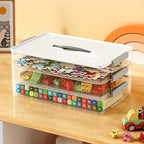 Portable Project Case Clear File Box with lids and Handle, Storage Containers for Stationery, Sewing, Art Craft, A4 Paper, 8.5" x 11" letters, Protecting Scrapbooks, Crafts, Office Supplies (2-Layer)
