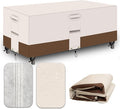 Heavy Duty Patio Furniture Covers Waterproof, 600D Outdoor Furniture Cover Waterproof for Sectional Sofa Couch, Outdoor Dining Table and Chair Set Covers 98''L x 78''W x32''H, Beige Brown