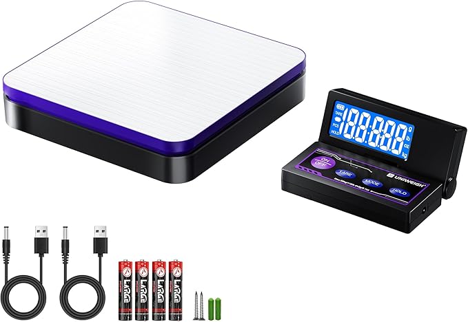 Digital Wireless Shipping Postal Scale 110lbs/0.1oz Accurate,Foldable LCD,Package Scale with Stainless Steel/5 Units/Tare/Hold Function,Postage Scale for Packages,Mail Scale,Black+Purple