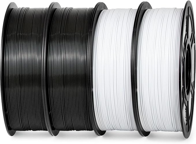 iSANMATE ASA 3D Printer Filament Bundle 4KG (8.8lbs), UV & Weather Resistant 3D Printer Filament Perfect for Outdoor Functional Parts, Black+Black+White+White
