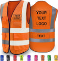 Custom Reflective Safety Vest with Pocket High Visibility Class 2 for Men Customized Logo Text for Construction Workwear