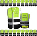 BeautyWill 10/20 Pack Custom Logo Safety Vest,Bulk High Visibility Class 2 Reflective Work Vests