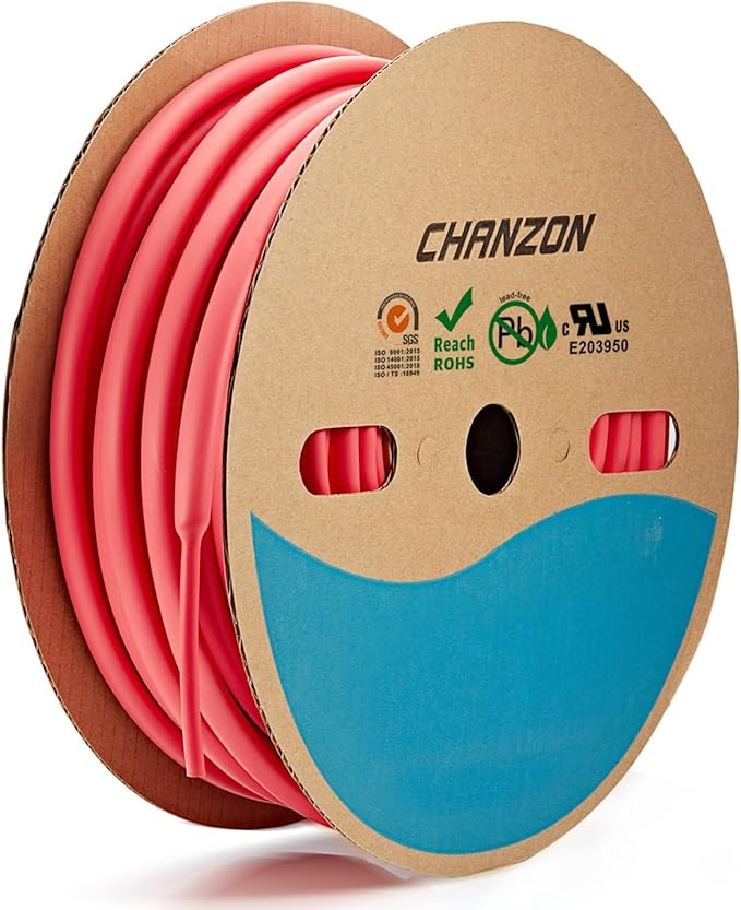 Chanzon 3:1 Ratio - 80ft Roll - Heat Shrink Tubing 3/8" (9.5mm) - Marine Grade Waterproof Adhesive Lined - (25M Total Length) Red Polyolefin Sleeving Wrap Shrinking 3 to 1 Ratio 1pcs