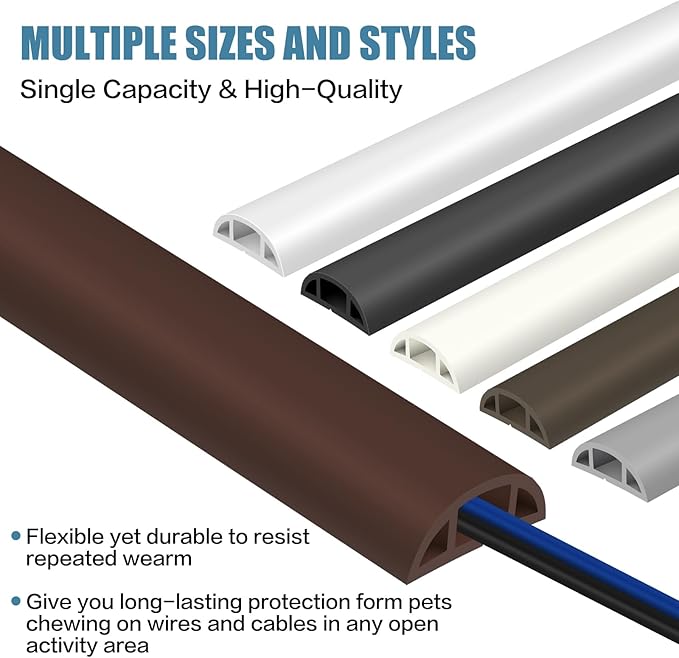 Floor Cord Covers for Wires 20FT Cable Hider Wire Cover Self Adhesive Cord Hider Floor for Offices, Homes, Workshops, Warehouses Cable Cavity 0.39" W x 0.27" H