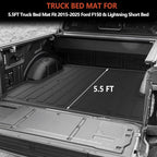 KARPAL Truck Bed Mat Fit 2015-2025 Ford F150 & Lightning 5.5FT Bed (Not Fit 6.5FT/8FT Bed) All Weather TPE Custom Fit F150 Accessories Pickup Cargo Mat