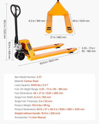 VEVOR Pallet Jack, 5500 lbs Load Capacity, Manual Pallet Truck with 48L x 27W Inch Forks for Material Handling, 3.35-7.1 Inch Fork Lift Height Range, Suitable for Warehouse, Supermarket, Manufacturing