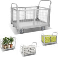 Industrial Cage Cart 2200lbs - 40" x 24" Flatbed Hand Truck with Mesh Basket, Heavy Duty U-Boat Style Dolly for Narrow Aisles, Retail Stores, and Office Moving