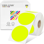 2 inch Dot Stickers Labels Circle Garage Sale Sticker 750Pcs Round Thermal Printer Stickers Printable Writable Price Labels for Yard Sale, Fluorescent Yellow