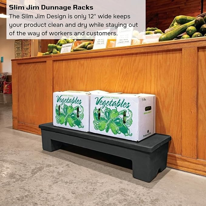 Slim Jim DUN5014 Narrow Heavy-Duty Plastic Poly Dunnage Rack for Warehouses and Commercial Storage 36" x 12" x 8" with 750 lb Capacity | For Wareshouse, Storage, and Merchandising